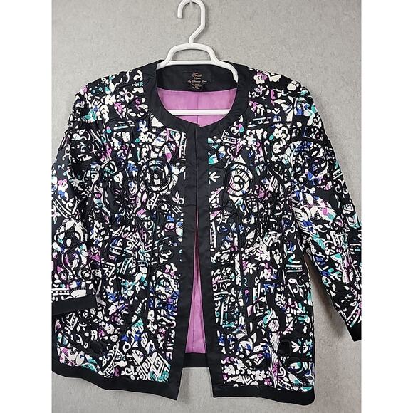 Trenz by Theresa Renz Colorful Raised Piping Open Front Jacket Women's Plus 1X - Picture 2 of 11